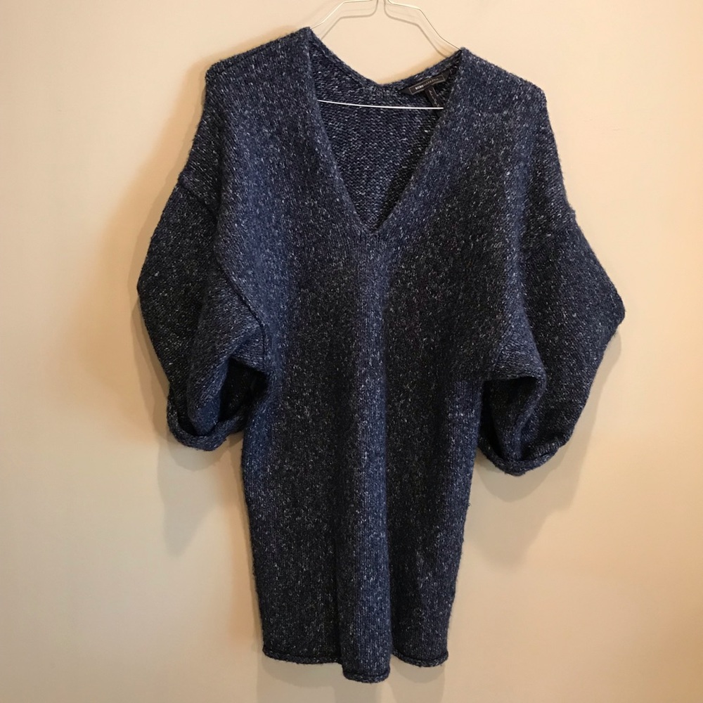 BCBGMaxazria V Neck Tunic Wool Blend Sweater Small